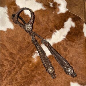 Basketweave Tooled Leather Headstall